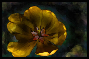 grunge impressionistic flower, yellow